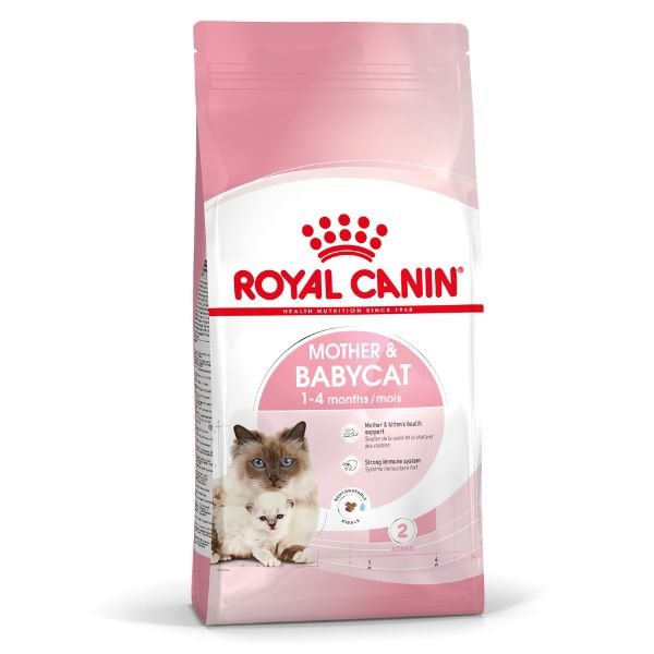 𝗥𝗼𝘆𝗮𝗹 𝗖𝗮𝗻𝗶𝗻 𝗠𝗼𝘁𝗵𝗲𝗿 & 𝗕𝗮𝗯𝘆𝗰𝗮𝘁 - Morbidi e Pelosi - Alimento Secco per gatto - Royal Canin